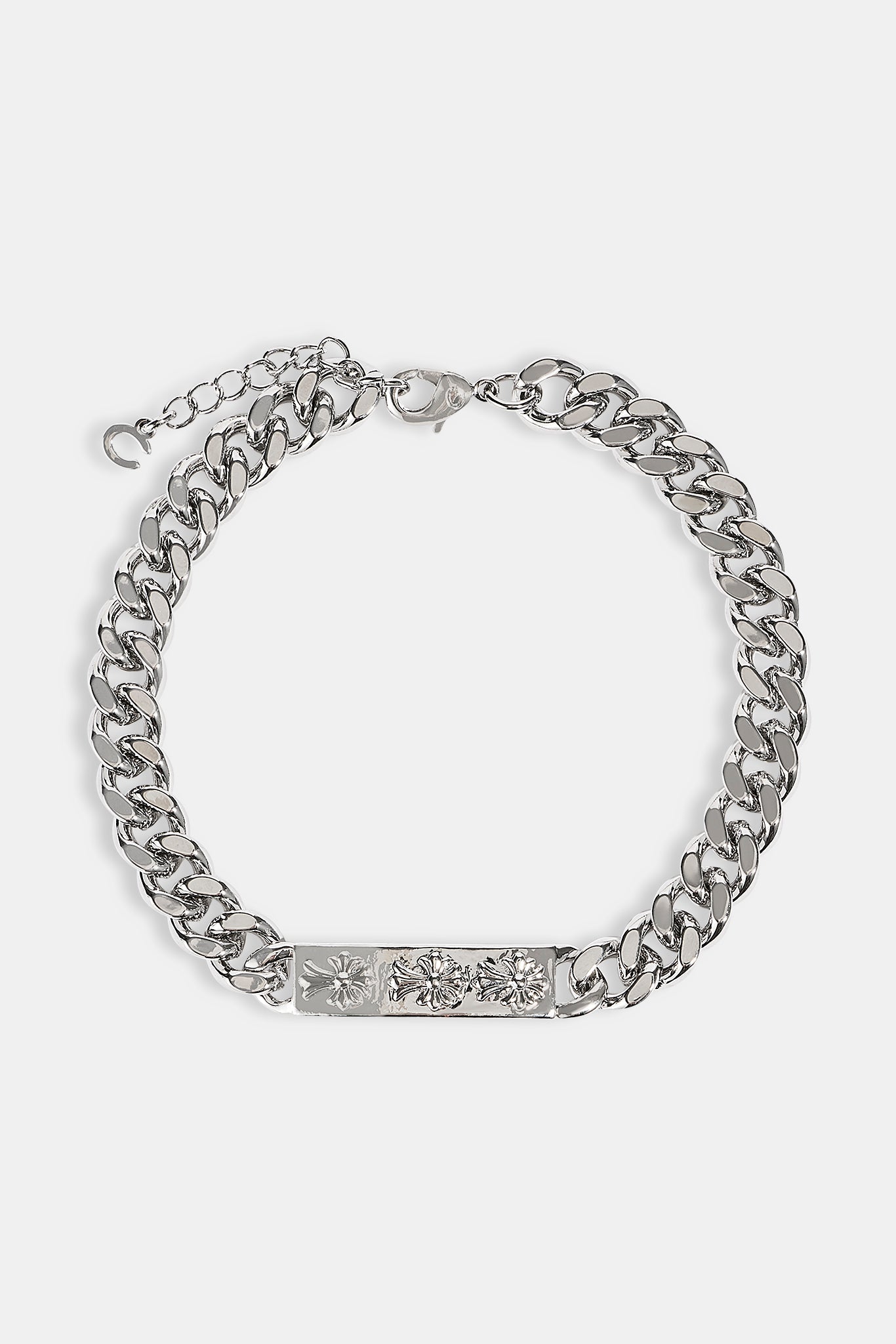 Polished Cross Miami Cuban Bracelet - 8mm - White